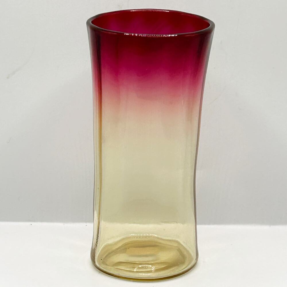 Antique Victorian New England Glass Co 4” Amberina Panel Skinny Water Tumbler